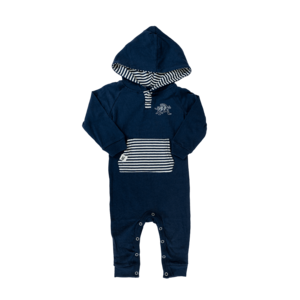 utah state striped infant romper hoodie navy